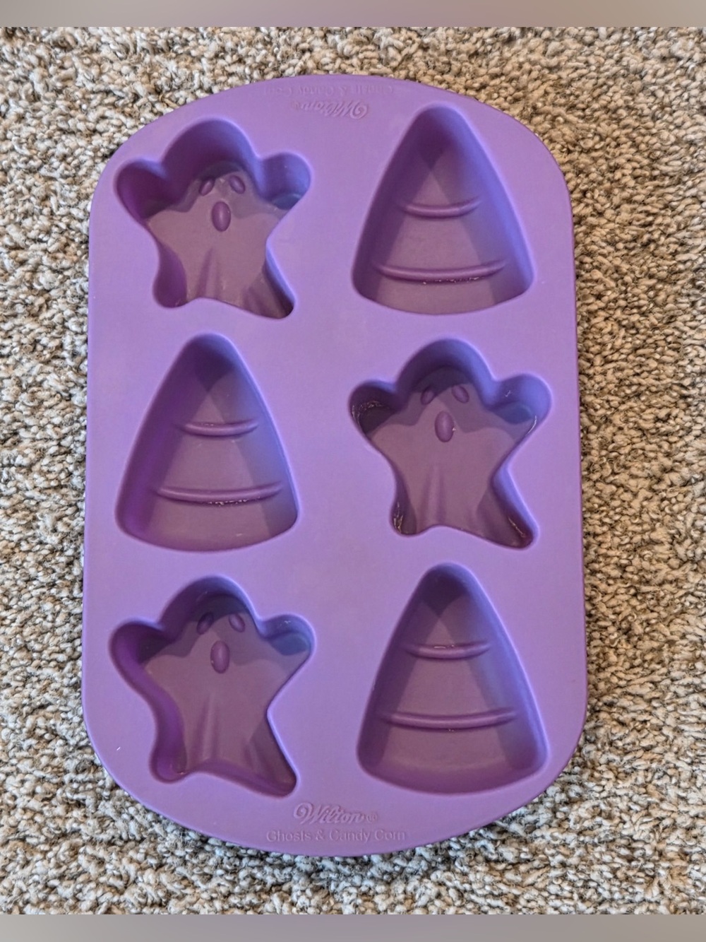 Purple Wilton Silicone Halloween Mold with Ghosts and Candy Corn
